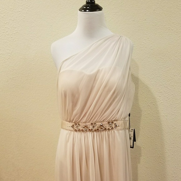 Adrianna Papell Dresses & Skirts - Adrianna Papell Almond Off Shoulder Dress 12